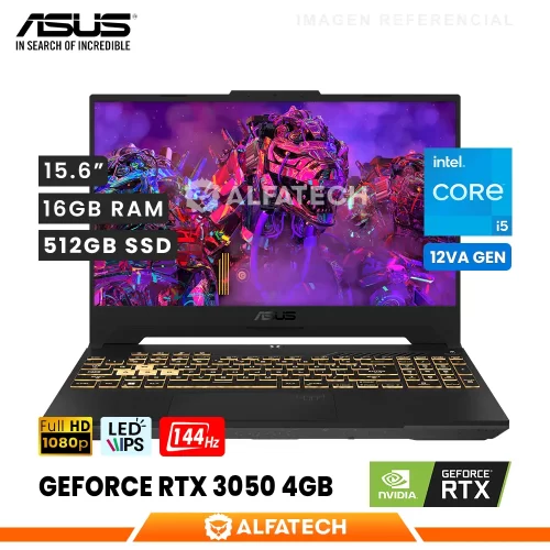 LAPTOP ASUS TUF GAMING F15 FX507ZC4-HN005W INTEL CORE I5 12500H 16GB RAM 512GB SSD RTX 3050 4GB 15.6 FHD IPS 144HZ (90NR0GW1-M001D0)