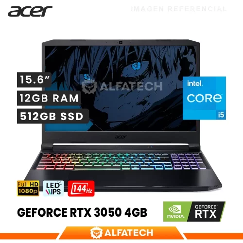 LAPTOP ACER NITRO 5 AN515-57-55A6 INTEL CORE I5 11400H 12GB RAM 512GB SSD RTX 3050 4GB 15.6 FHD IPS 144HZ