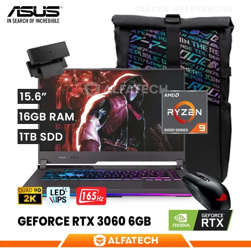 LAPTOP ASUS ROG STRIX G15 G513RM-HQ081W AMD RYZEN 9 6900HX 16GB RAM 1TB SSD RTX 3060 6GB 15.6 WQHD IPS 165HZ (90NR0845-M003N0)