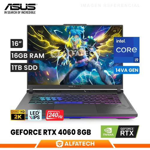 LAPTOP ASUS ROG STRIX G16 G614JVR-ES94 INTEL CORE I9 14900HX 16GB RAM 1TB SSD RTX 4060 8GB 16 WQXGA IPS 240HZ (G614JVR-ES94)