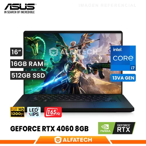 LAPTOP ASUS ROG ZEPHYRUS GU603VV INTEL CORE I7 13620H 16GB RAM 512GB SSD RTX 4060 8GB 16 WUXGA IPS 165HZ (GU603VV-G16.I74060)