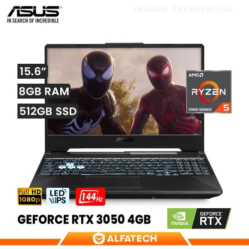 LAPTOP ASUS TUF GAMING A15 FA506NC-HN011W AMD RYZEN 5 7535HS 8GB RAM 512GB SSD RTX 3050 4GB 15.6 FHD IPS 144HZ (S1NRCX01V44102D)