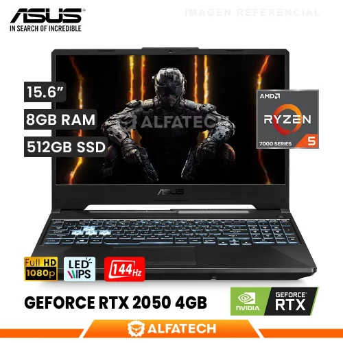 LAPTOP ASUS TUF GAMING A15 FA506NF-HN005W AMD RYZEN 5 7535HS 8GB RAM 512GB SSD RTX 2050 4GB 15.6 FHD IPS 144HZ (90NR0JE7-M002L0)