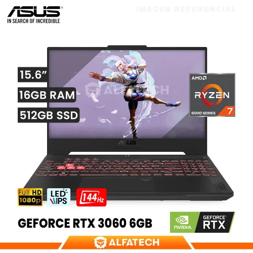 LAPTOP ASUS TUF GAMING A15 FA507RM-HN110W AMD RYZEN 7 6800H 16GB RAM 512GB SSD RTX 3060 6GB 15.6 FHD IPS 144HZ (90NR09C1-M00AL0)