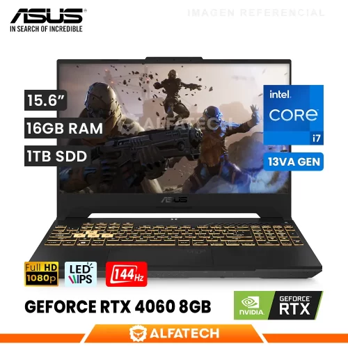 LAPTOP ASUS TUF GAMING F15 FX507VV-LP148 INTEL CORE I7 13620H 16GB RAM 1TB SSD RTX 4060 8GB 15.6 FHD IPS 144HZ (90NRR0BV7-M00LK0)