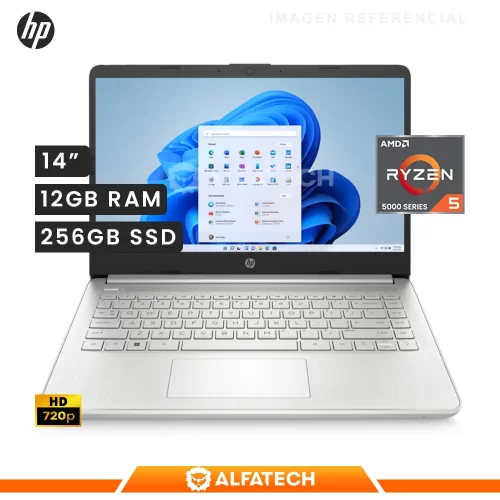 LAPTOP HP 14-FQ1012LA RYZEN 5-5500U 12GB RAM 256SSD AMD RADEON 14 HD W11(7H9U3LA)