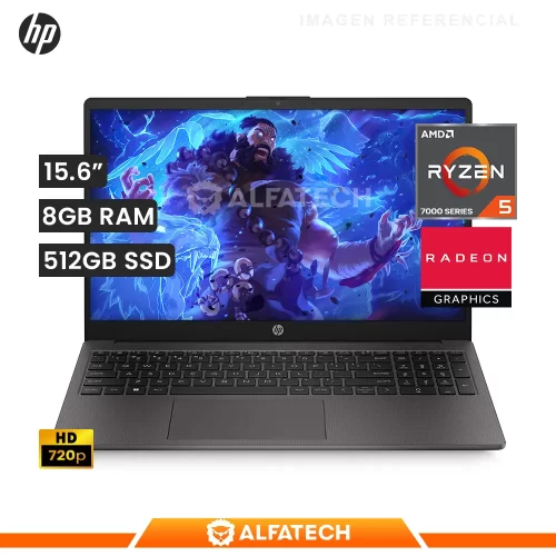 LAPTOP HP 255 G10 AMD RYZEN 5 7520U 8GB RAM 512GB 15.6 HD LED (81Z30LT#ABM)