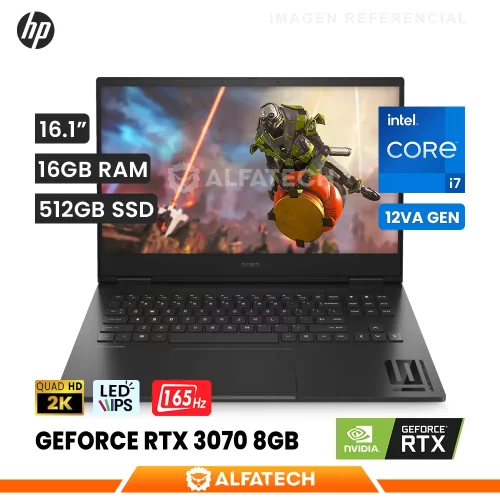 LAPTOP HP OMEN 16-B100LA INTEL CORE I7 12700H 16GB RAM 512GB SSD RTX 3070 8GB 16.1 QHD IPS 165HZ