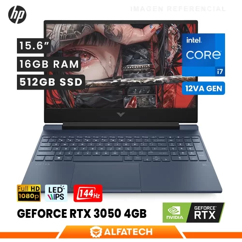 LAPTOP HP VICTUS 15-FA0007LA INTEL CORE I7 12650H 16GB RAM 512GB SSD RTX 3050 4GB 15.6 FHD 144HZ (8U8B8LA#ABM)