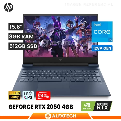 LAPTOP HP VICTUS 15-FA1005LA INTEL CORE I5 12450H 8GB RAM 512GB SSD RTX 2050 4GB 15.6 FHD 144HZ