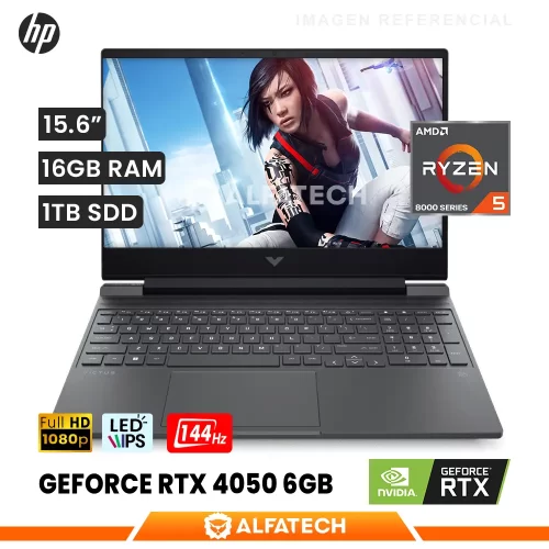 LAPTOP HP VICTUS 15-FB2021LA AMD RYZEN 5 8640H 16GB RAM 1TB SSD RTX 4050 6GB 15.6 FHD IPS 144HZ (A14LQLA#ABM)