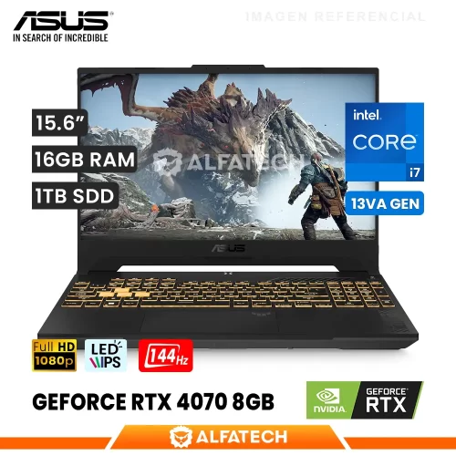 LAPTOP LAPTOP ASUS TUF F15 FX507VI-F15.I74070 INTEL CORE I7 13620H 16GB RAM 1TB SSD RTX 4070 8GB 15.6 FHD IPS 144HZ (FX507VI-F15.I74070)