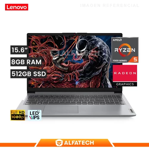 LAPTOP LENOVO IDEAPAD 1 15AMN7 AMD RYZEN 5 7520U 8GB RAM 512GB SSD 15.6 FHD (82VG00HBLM)