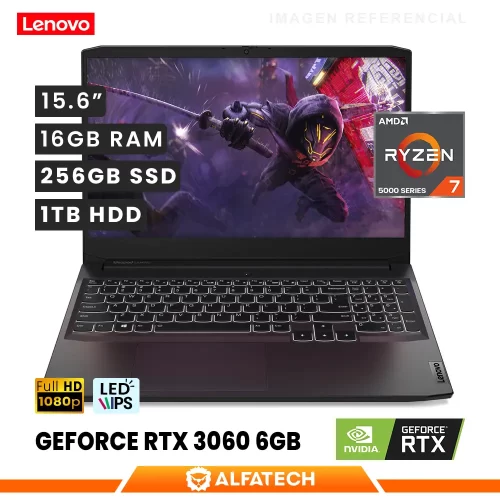 LAPTOP LENOVO IDEAPAD GAMING 3 15ACH6 AMD RYZEN 7 5800H 16GB RAM 256GB SSD 1TB HDD RTX 3060 6GB 15.6 FHD IPS 120HZ