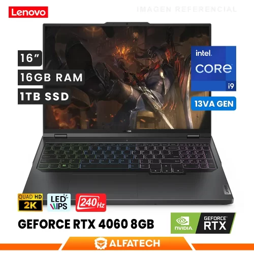 LAPTOP LENOVO LEGION 5 PRO 16IRX8 INTEL CORE I9 13900HX 16GB RAM 1TB SSD RTX 4060 8GB 16 WQXGA IPS 240HZ (82WK00EMLM)