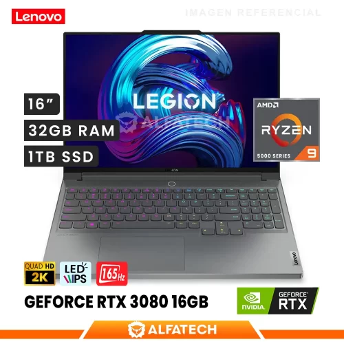 LAPTOP LENOVO LEGION 7 16ACHG6 AMD RYZEN 9 5900H 32GB RAM 1TB SSD RTX 3080 16GB 16.0 WQXGA IPS 165HZ