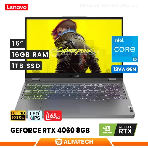 LAPTOP LENOVO LEGION SLIM 5 16IRH8 INTEL CORE I5 13500H 16GB RAM 1TB SSD RTX 4060 8GB 16.0 WQXGA