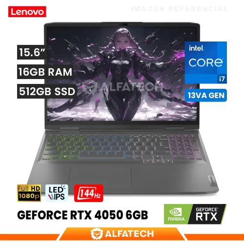 LAPTOP LENOVO LOQ 15IRH8 INTEL CORE I7 13620H 16GB RAM 512GB RTX 4050 6GB 15.6 FHD IPS 144HZ (82XV00HWLM)