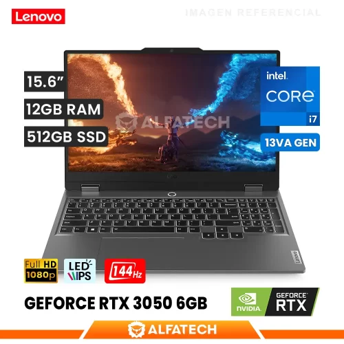 LAPTOP LENOVO LOQ 15IRX9 INTEL CORE I7 13650HX 12GB RAM 512GB SSD RTX 3050 6GB 15.6 FHD IPS 144HZ (83DV00FHLM)