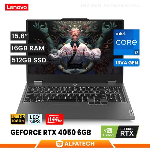 LAPTOP LENOVO LOQ 15IRX9 INTEL CORE I7 13650HX 16GB RAM 512GB SSD RTX 4050 6GB 15.6 FHD IPS 144HZ (83DV00FKLM)