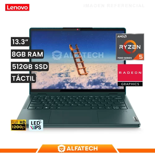 LAPTOP LENOVO YOGA 6 13ABR8 AMD RYZEN 5 7530U 8GB RAM 512GB SSD 13.3 WUXGA TS (83B2001VUS)