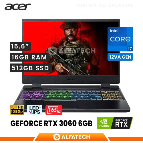 LAPTOP ACER NITRO 5 AN515-58-79AY INTEL CORE I7-12700H 16GB RAM 512GB SSD RTX 3060 6GB 15.6 165HZ