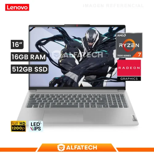 LAPTOP LENOVO IDEAPAD SLIM 5 16ABR8 AMD RYZEN 7 7730U 16GB RAM 512GB SSD 16 WUXGA IPS (82XG003SLM)