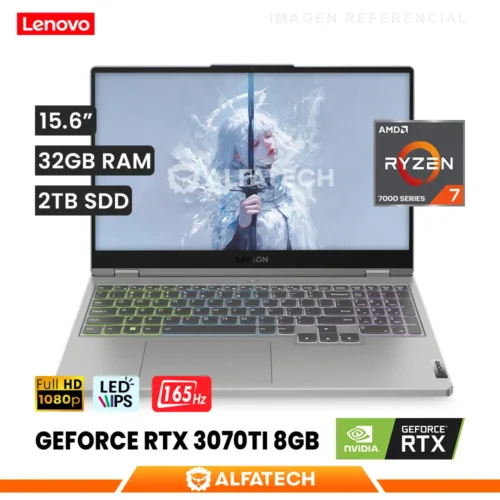 LAPTOP LENOVO LEGION 5 15ARH7H AMD RYZEN 7 6800H 32GB RAM 2TB SSD RTX 3070TI 8GB 15.6 FHD IPS 165HZ (82RD0011US)