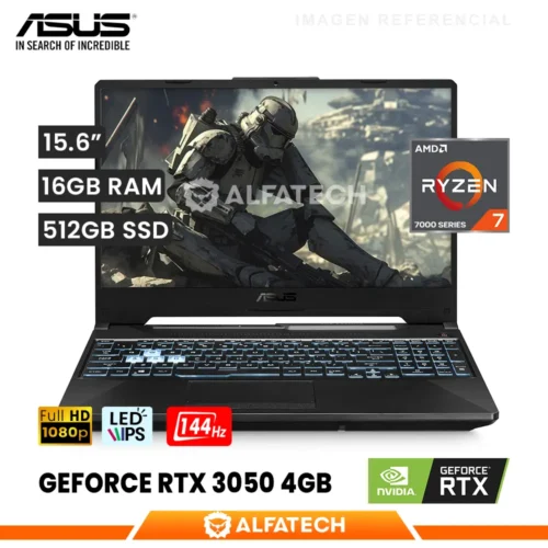 LAPTOP ASUS TUF GAMING A15 FA506NCR-HN005W AMD RYZEN 7 7435HS 16GB RAM 512GB SSD RTX 3050 4GB 15.6 FHD IPS 144HZ (90NR0JV7-M002A0)