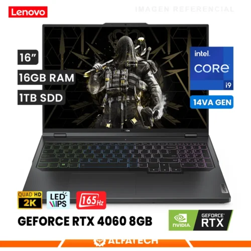 LAPTOP LENOVO LEGION PRO 5 16IRX9 INTEL CORE I9 14900HX 16GB RAM 1TB SSD RTX 4060 8GB 16 WQXGA IPS 165HZ (83DF00A6LM)