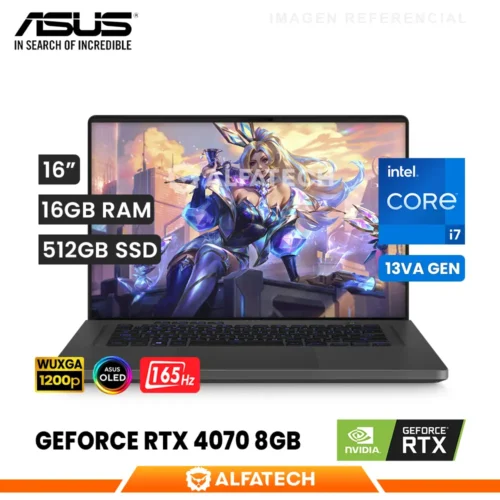 LAPTOP ASUS ROG ZEPHYRUS GU603VI-G16.I74070 INTE L CORE I7 13620H 16GB RAM 512GB SSD RTX 4070 8GB 16 WUXGA 165HZ OLED (GU603VI-G16.I74070)