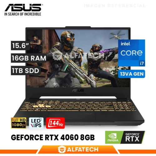 LAPTOP ASUS TUF GAMING F15 FX507VV-WS74 INTEL CORE I7 13620H 16GB RAM 1TB SSD RTX 4060 8GB 15.6 FHD 144HZ IPS (90NR0BBV7-M00J80)