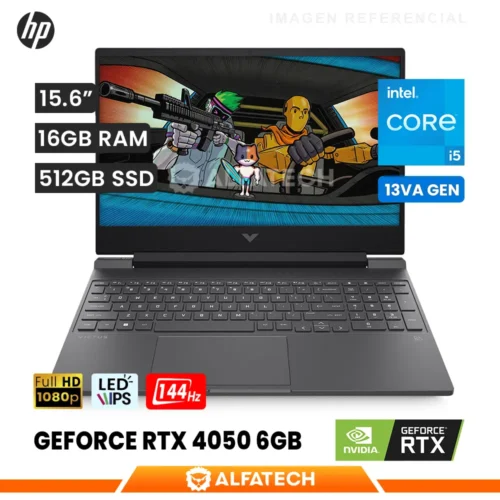 LAPTOP HP VICTUS 15-FA1082 GAMING INTEL CORE I5 13420H 16GB RAM 512GB SSD RTX 4050 6GB 15.6 FHD IPS 144HZ (A2BZ7UA#ABA)