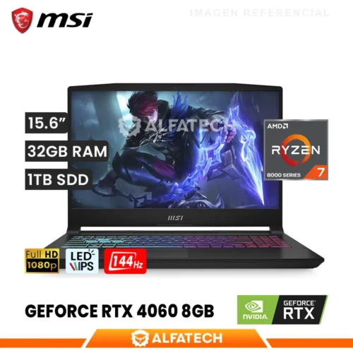 LAPTOP MSI KATANA A15 B8VF-448US AMD RYZEN 7 8845HS 32GB RAM 1TB SSD RTX 4060 8GB 15.6 FHD IPS 144HZ (B8VF-448US)