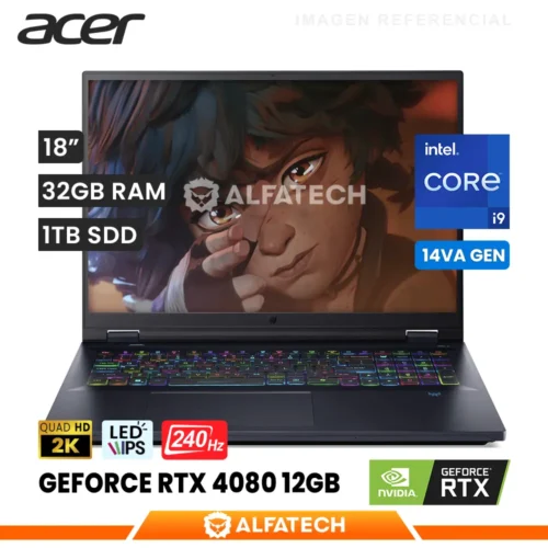 LAPTOP ACER PREDATOR HELIOS PH18-72- 93VM INTEL CORE I9 14900HX 32GB RAM 1TB SSD RTX 4080 12GB 18 WQXGA IPS 240HZ (PH18-72- 93VM)