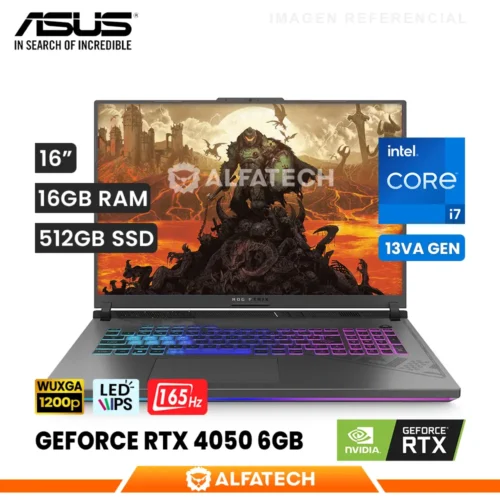 LAPTOP ASUS ROG STRIX G16 G614JU-NS73 INTEL CORE I7 13650HX 16GB RAM 512GB SSD RTX 4050 6GB 16 WUXGA IPS 165Hz (90NR0CC1-M000R0)