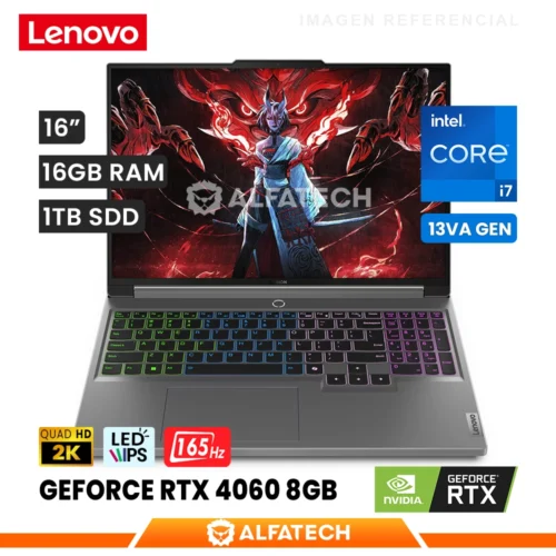 LAPTOP LENOVO LEGION 5 16IRX9 INTEL CORE I7 13650HX 16GB RAM 1TB SSD RTX 4060 8GB 16 WQXGA IPS 165HZ (83DG00EEUS)