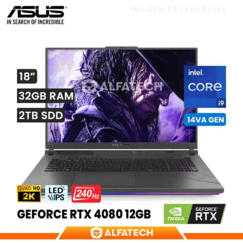 LAPTOP ASUS ROG STRIX G18 G814JZR-G18.I94080 INTEL CORE I9 14900HX 32GB RAM 2TB SSD RTX 4080 12GB 18 WQXGA IPS 240Hz (G814JZR-G18.I94080)