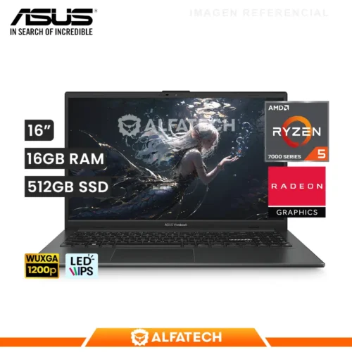 LAPTOP ASUS VIVOBOOK 16 M1605YA-MB582 AMD RYZEN 5 7430U 16GB RAM 512GB SSD 16 WUXGA IPS (90NB10R1-M00WY0)