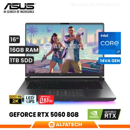 LAPTOP ASUS ROG STRIX G16 G615JMR-AS74 INTEL CORE I7 14650HX 16GB RAM 1TB SSD RTX 5060 8GB 16 QHD IPS 165HZ (G615JMR-AS74)
