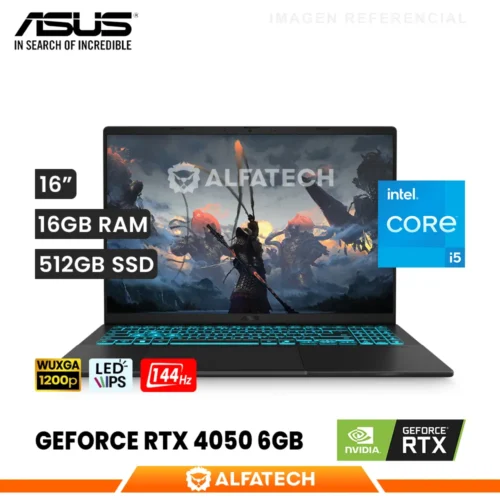 LAPTOPS ASUS VIVOBOOK V16 GAMING V3607VU-RP038W INTEL CORE 5 210H 16GB RAM 512GB SSD RTX 4050 6GB 16 WUXGA IPS 144HZ (V3607VU-RP038W)