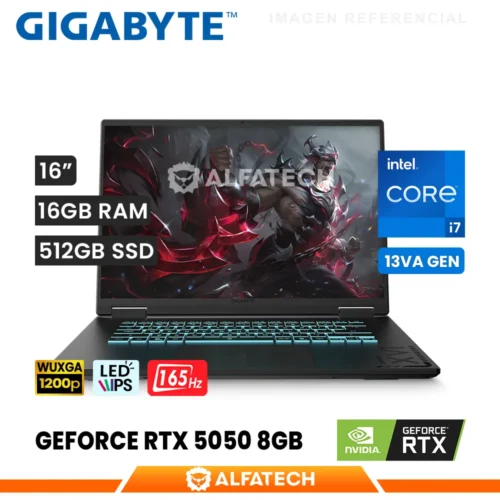 LAPTOP GIGABYTE A16 CTH13LA893SH INTEL CORE I7 13620H 16GB RAM 512GB SSD RTX 5050 8GB 16 WUXGA IPS 165HZ (CTH13LA893SH)