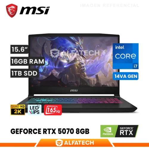 LAPTOP MSI KATANA 15 HX B14WGK-293US INTEL CORE I7 14650HX 16GB RAM 1TB SSD RTX 5070 8GB 15.6 QHD IPS 165HZ (B14WGK-293US)