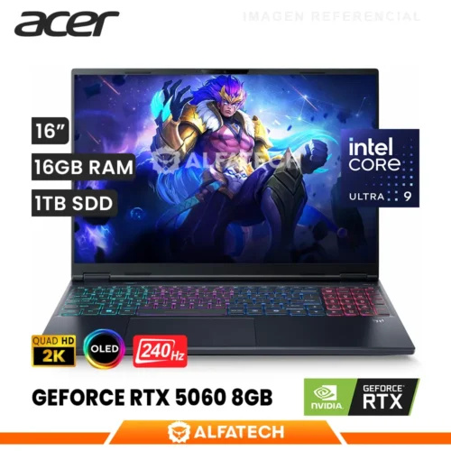 LAPTOP ACER PREDATOR HELIOS NEO 16 AI PHN16S-71-91AW INTEL CORE ULTRA 9 275HX 16GB RAM 1TB SSD RTX 5060 8GB 16 OLED WQXGA 240HZ (PHN16S-71-91AW)