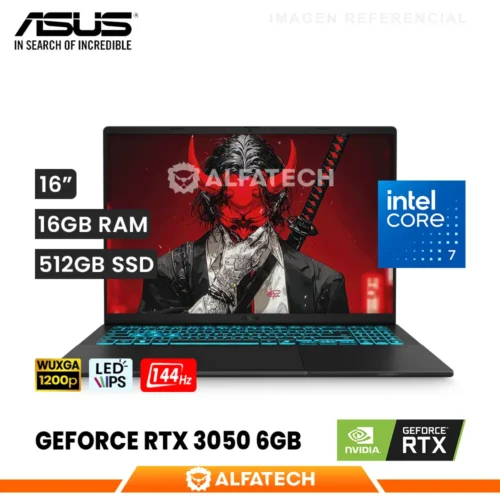 LAPTOP ASUS GAMING V16 V3607VJ-RP096W CORE 7 240H 16GB RAM 512GB SSD RTX 3050 6GB 16 WUXGA IPS 144HZ (90NB15V1-M005Z0)