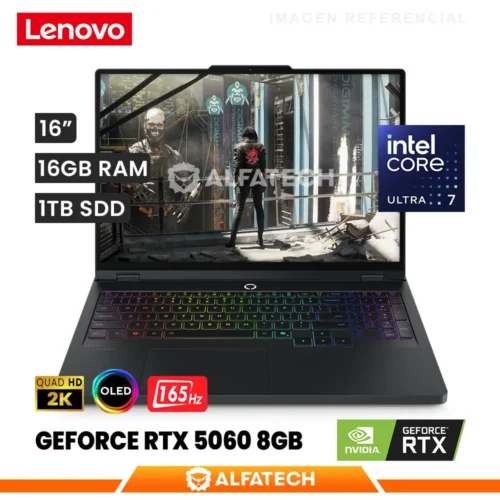 LAPTOP LENOVO LEGION PRO 5 16IAX10 CORE ULTRA 7 255HX 16GB RAM 1TB SSD RTX 5060 8GB 16 WQXGA OLED 165HZ (83F30009US)