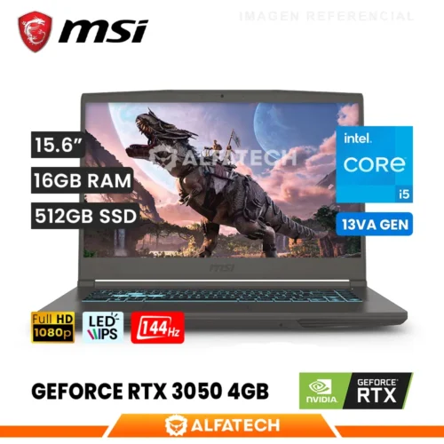 LAPTOP MSI THIN 15 B13UC INTEL CORE I5 13420H 16GB RAM 512GB SSD RTX 3050 4GB 15.6 FHD IPS 144HZ (THIN 15 B13UC)