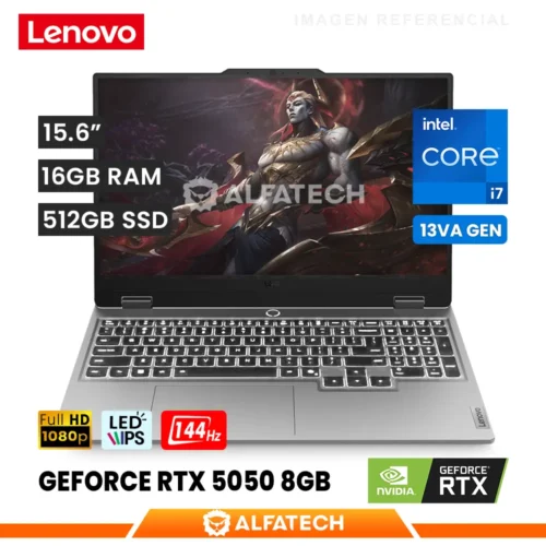 LAPTOP LENOVO LOQ 15IRX10 INTEL CORE I7 13700HX 16GB RAM 512GB SSD RTX 5050 8GB 15.6 FHD IPS 144HZ (83JE00Q8LM)