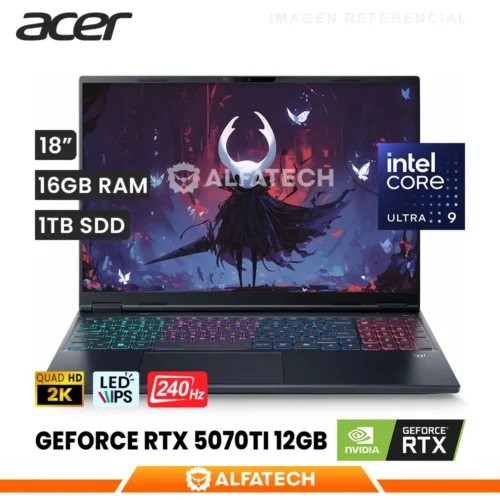 LAPTOP ACER PREDATOR NEO 18IA PHN18-72-92Y3 CORE ULTRA 9 275HX 16GB RAM 1TB SSD RTX 5070TI 12GB 18 WQXGA IPS 240HZ (PHN18-72-92Y3)