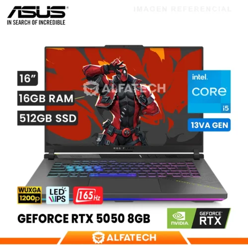 LAPTOP ASUS ROG STRIX G16 G615JH-RV027W INTEL CORE I5 13450HX 16GB RAM 512GB SSD RTX 5050 8GB 16 WUXGA IPS 165HZ (G615JH-RV027W)